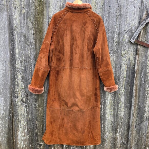 Vintage Turkis Tukku Penny Lane Shearling Sheepskin Coat Womens L Full Length - Picture 7 of 14